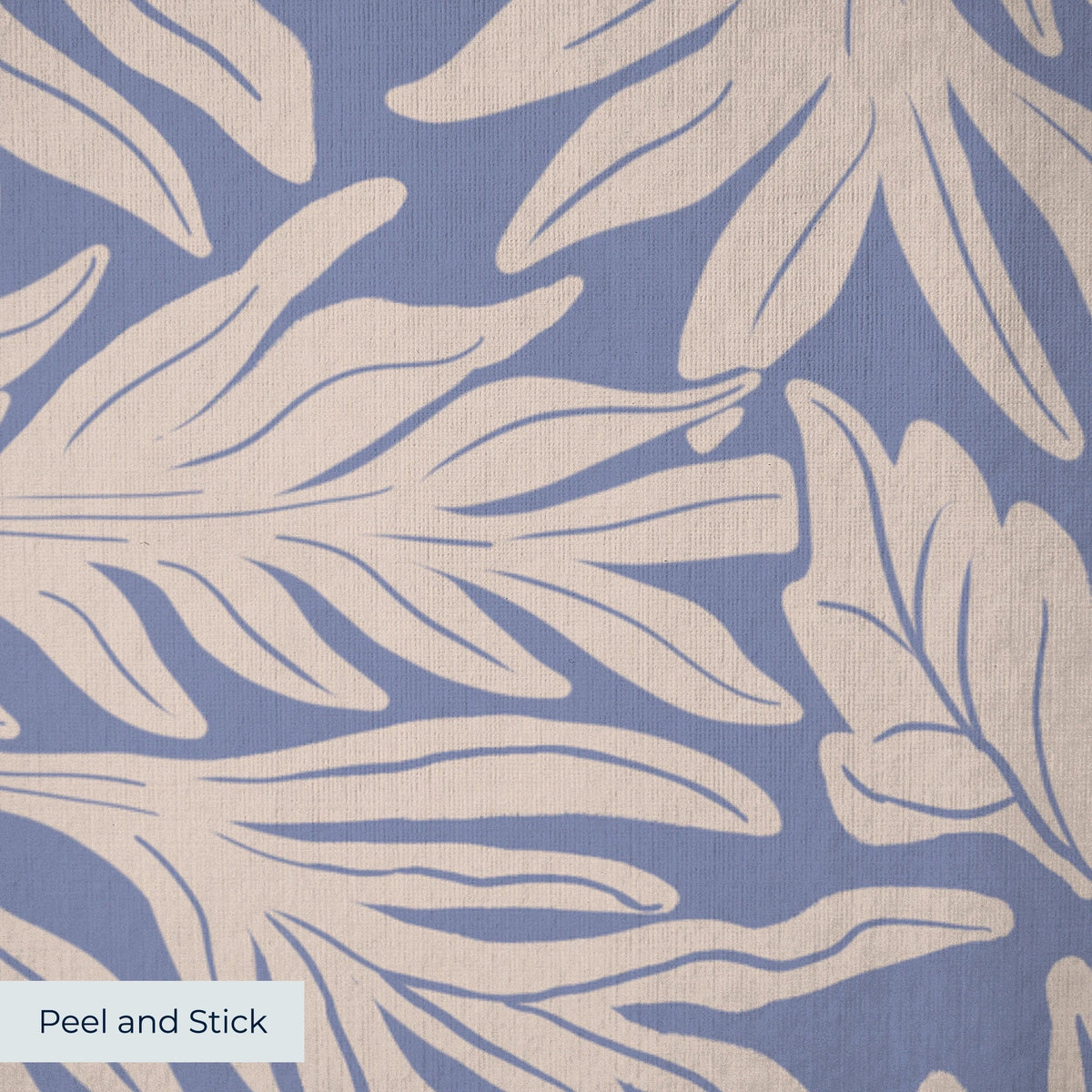 Willow Leaves, Periwinkle and Cream Wallpaper