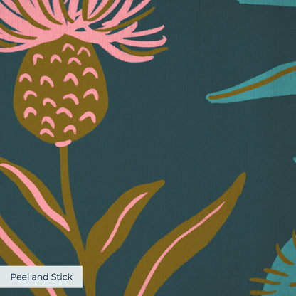 Thistle, Dark Teal Wallpaper