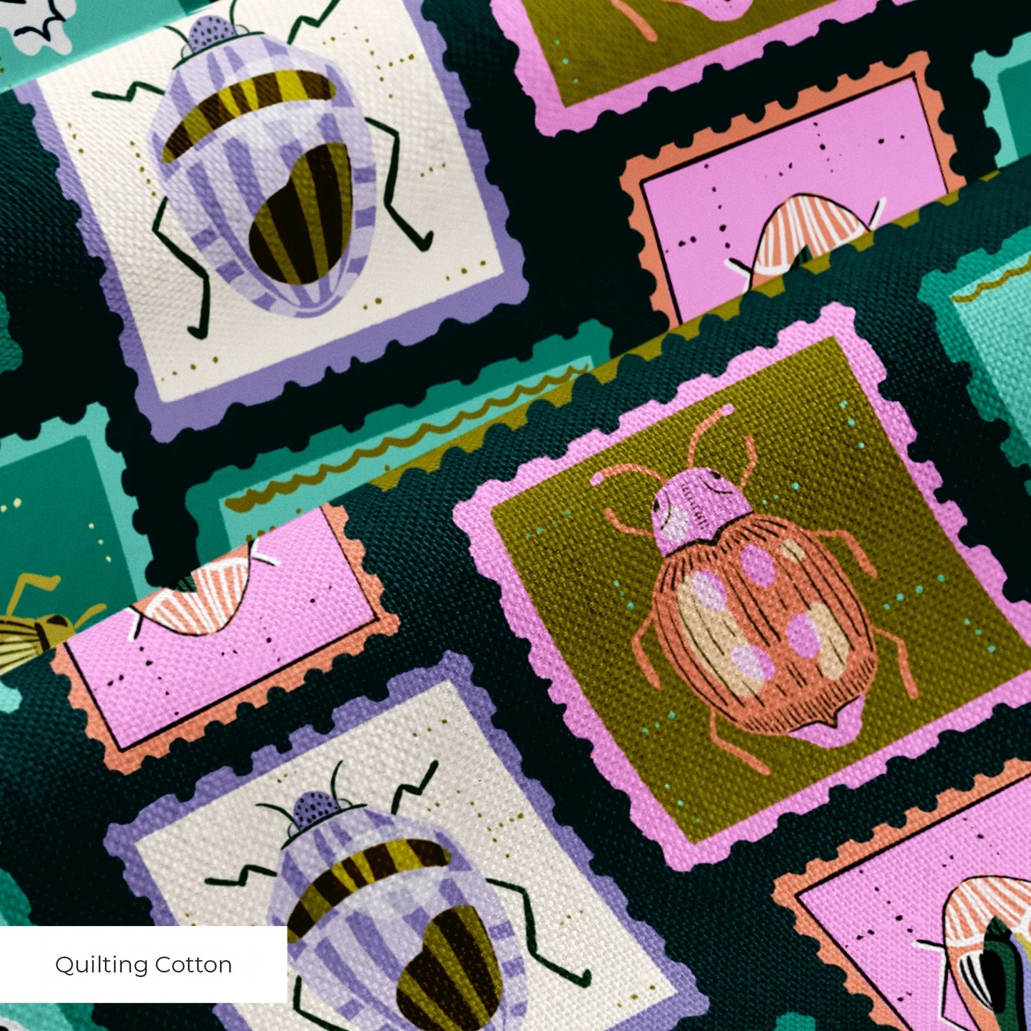 Bug Stamps, Navy Fabric