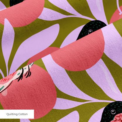 Orange Grove with Hummingbirds Fabric