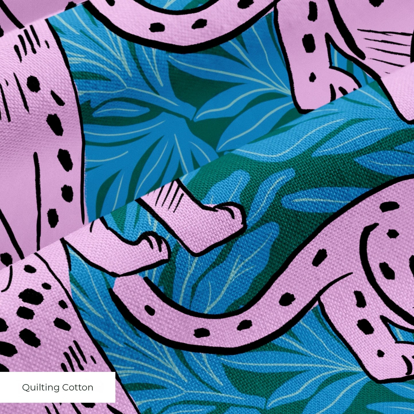 Big Cats with Willow Leaves Fabric
