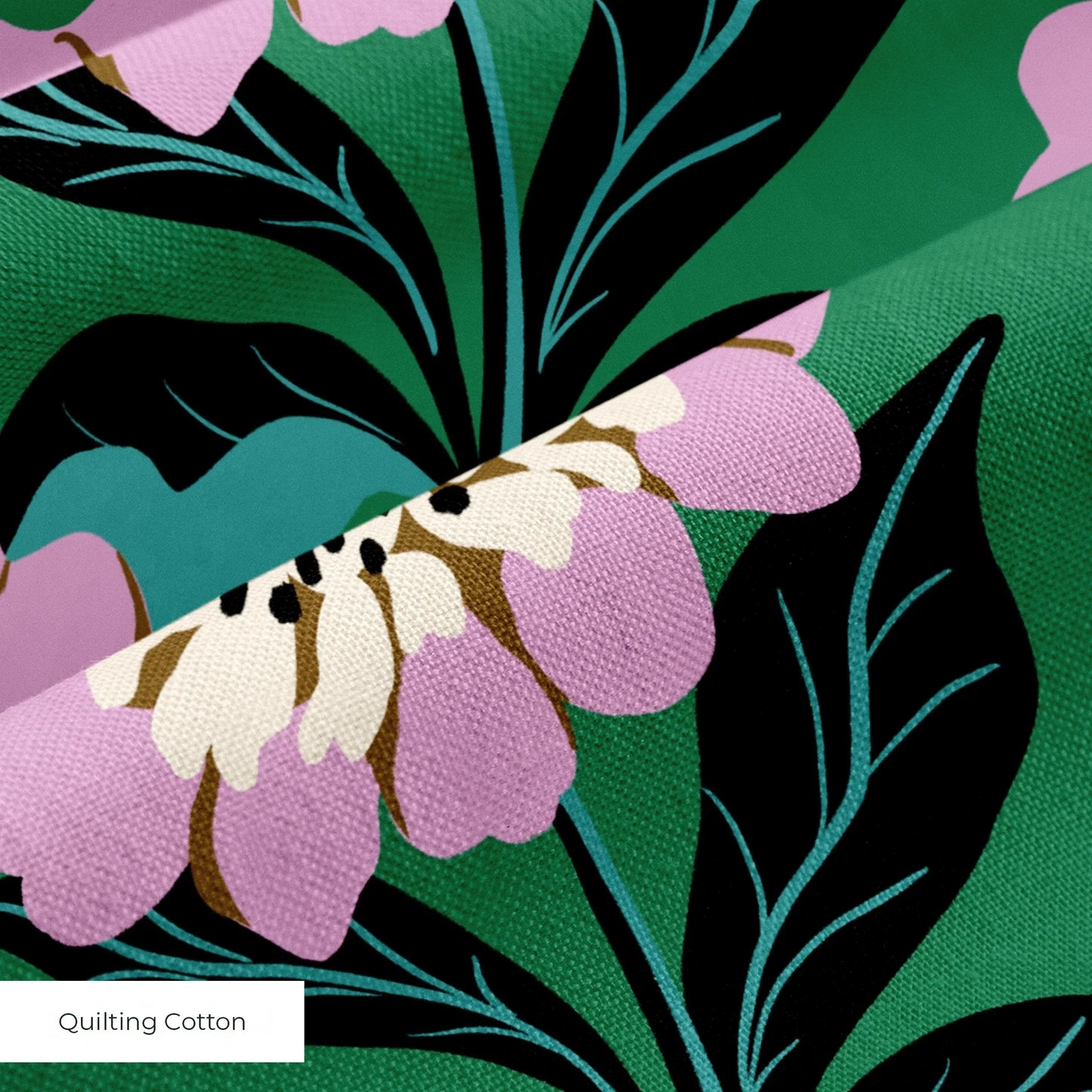 Bold Floral, Green Fabric