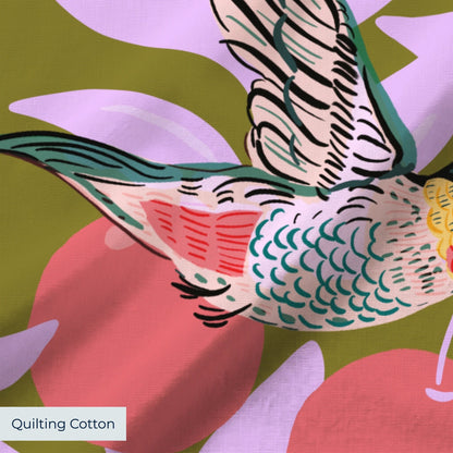 Orange Grove with Hummingbirds Fabric