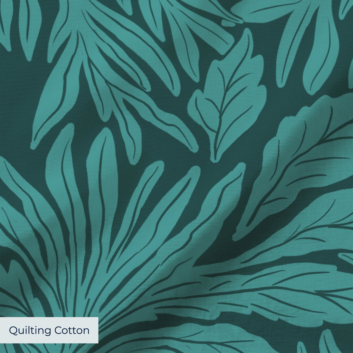 Willow Leaves, Lush Teal Fabric