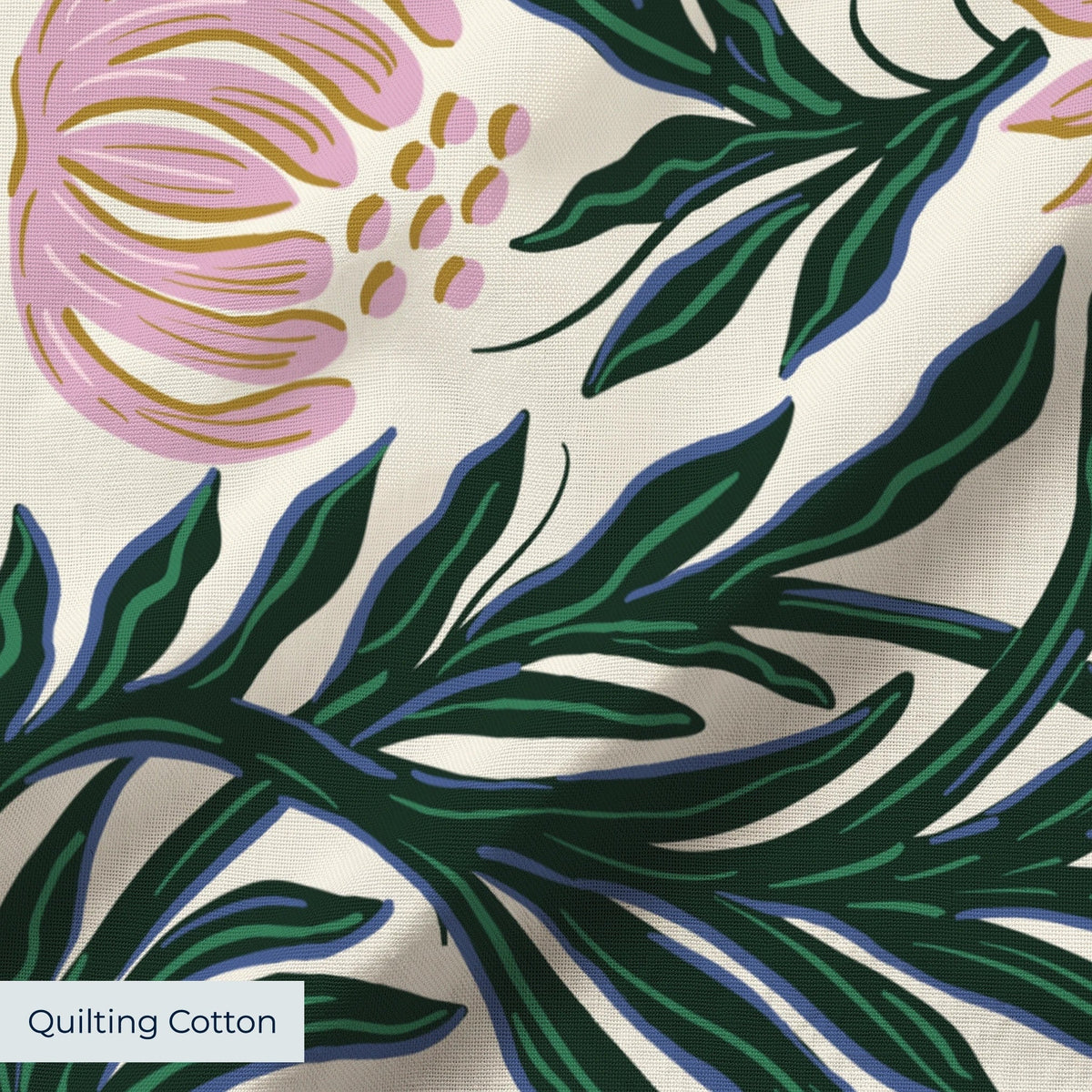 Morris Vines, Petal Pink and Dark Green Fabric