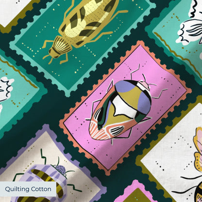 Bug Stamps, Navy Fabric