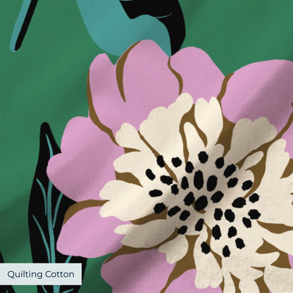 Bold Floral, Green Fabric