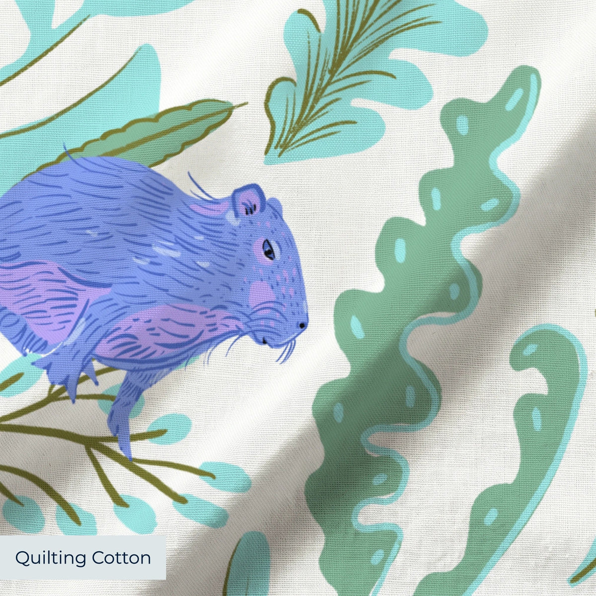 Candy Colored Capybara Fabric