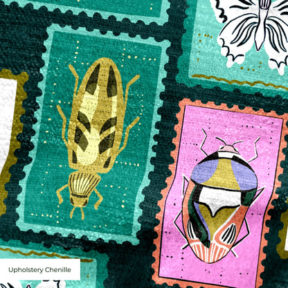 Bug Stamps, Navy Fabric