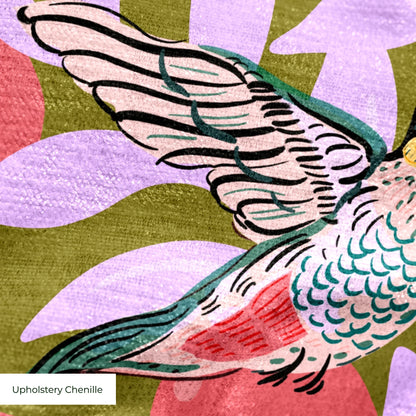 Orange Grove with Hummingbirds Fabric