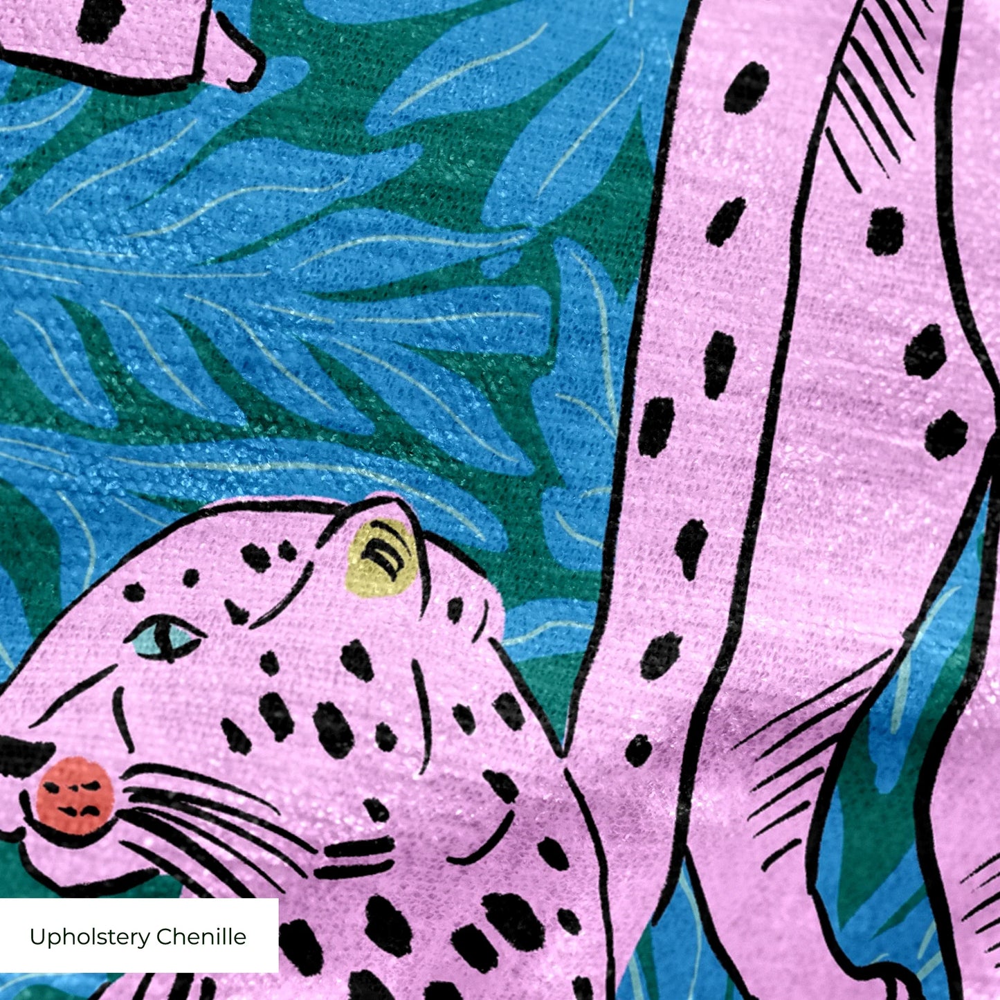 Big Cats with Willow Leaves Fabric