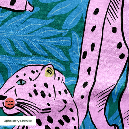 Big Cats with Willow Leaves Fabric