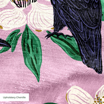 Raven with Magnolia Blossoms  Fabric