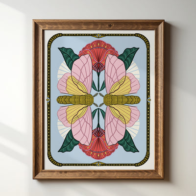 Deco Rosy Maple Moths - Art Print