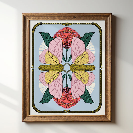 Deco Rosy Maple Moths - Art Print