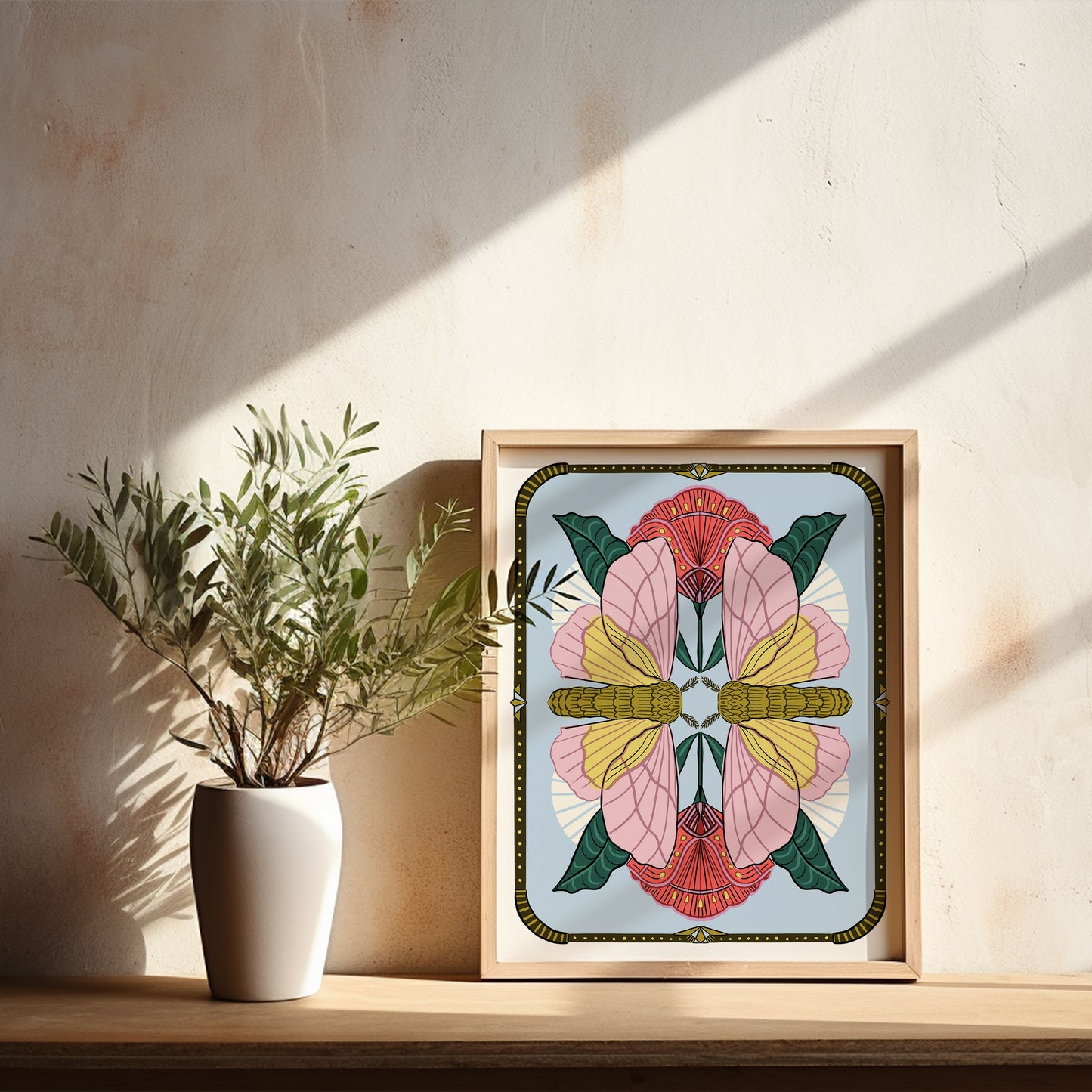 Deco Rosy Maple Moths - Art Print