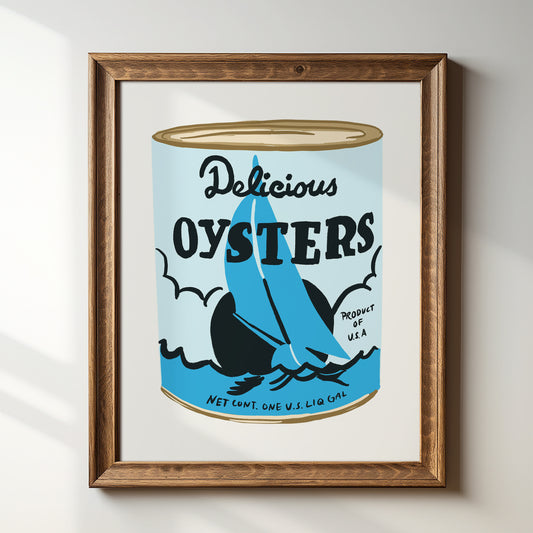 Vintage Delicious Oysters Can - Art Print