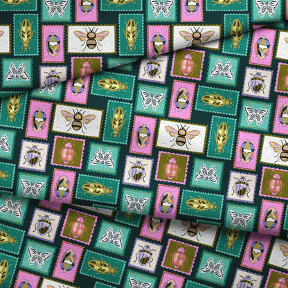 Bug Stamps, Navy Fabric