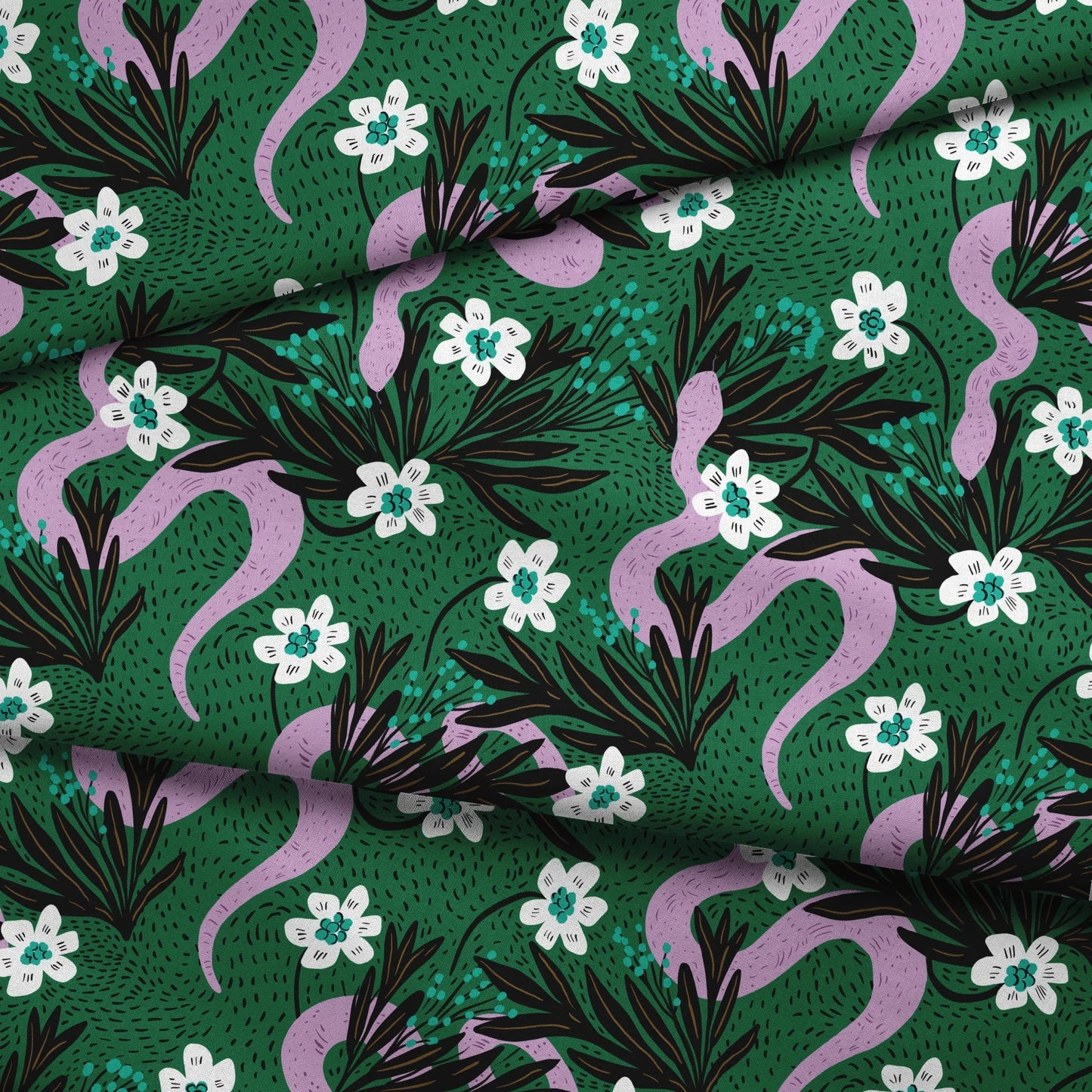 Snakes and Flowers  Fabric