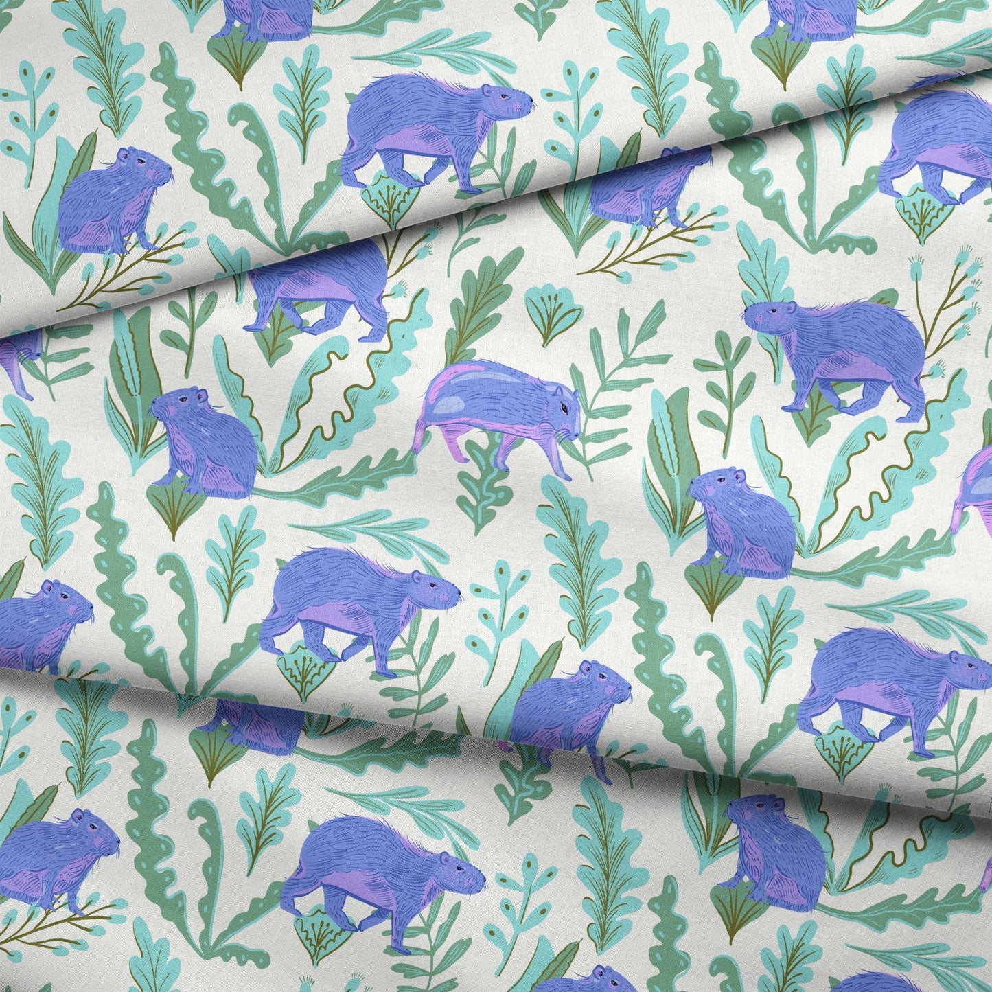 Candy Colored Capybara Fabric