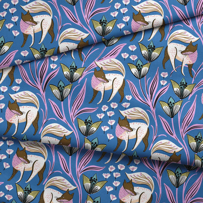 Fox Flowers Fabric