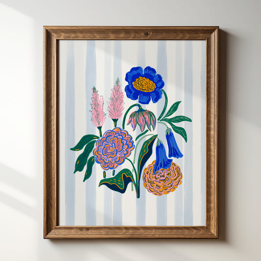 Floral with Stripes - Art Print