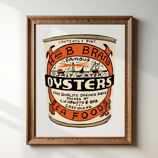 Vintage H&B Oyster Can - Art Print
