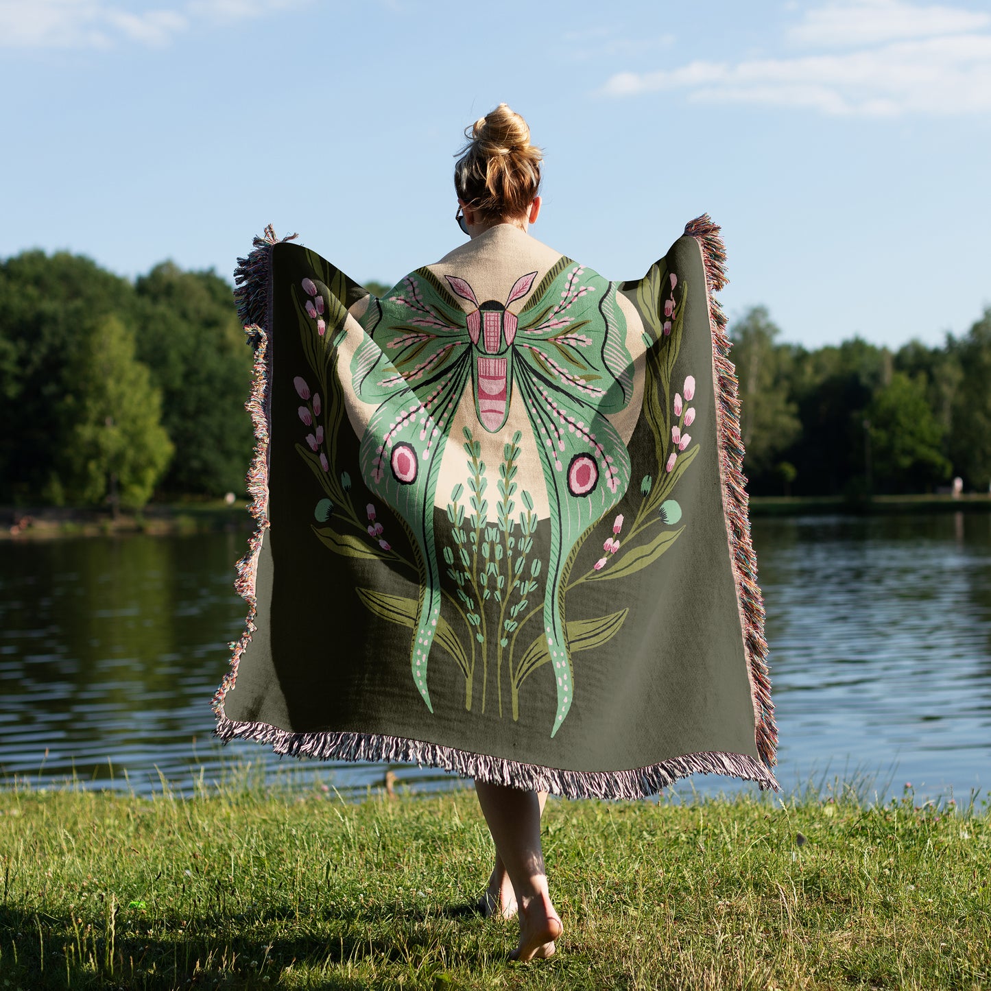 Mystical Luna Moth Throw Blanket