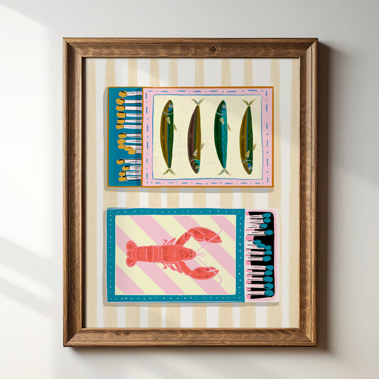 Coastal Matchboxes - Mustard - Art Print