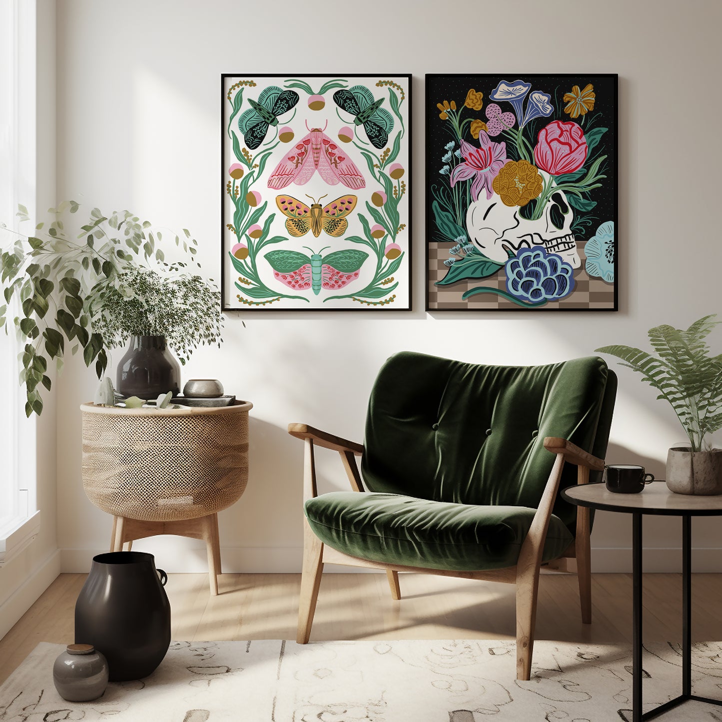 Moths & Moonflowers - Art Print