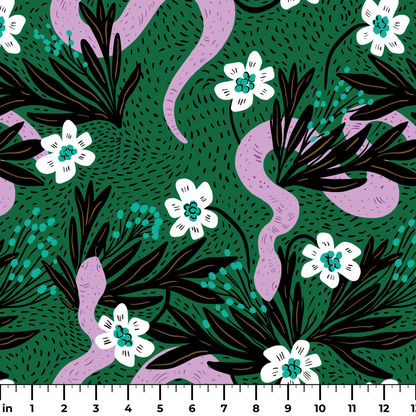 Snakes and Flowers  Fabric