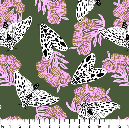 Tiger Moths, Green Fabric