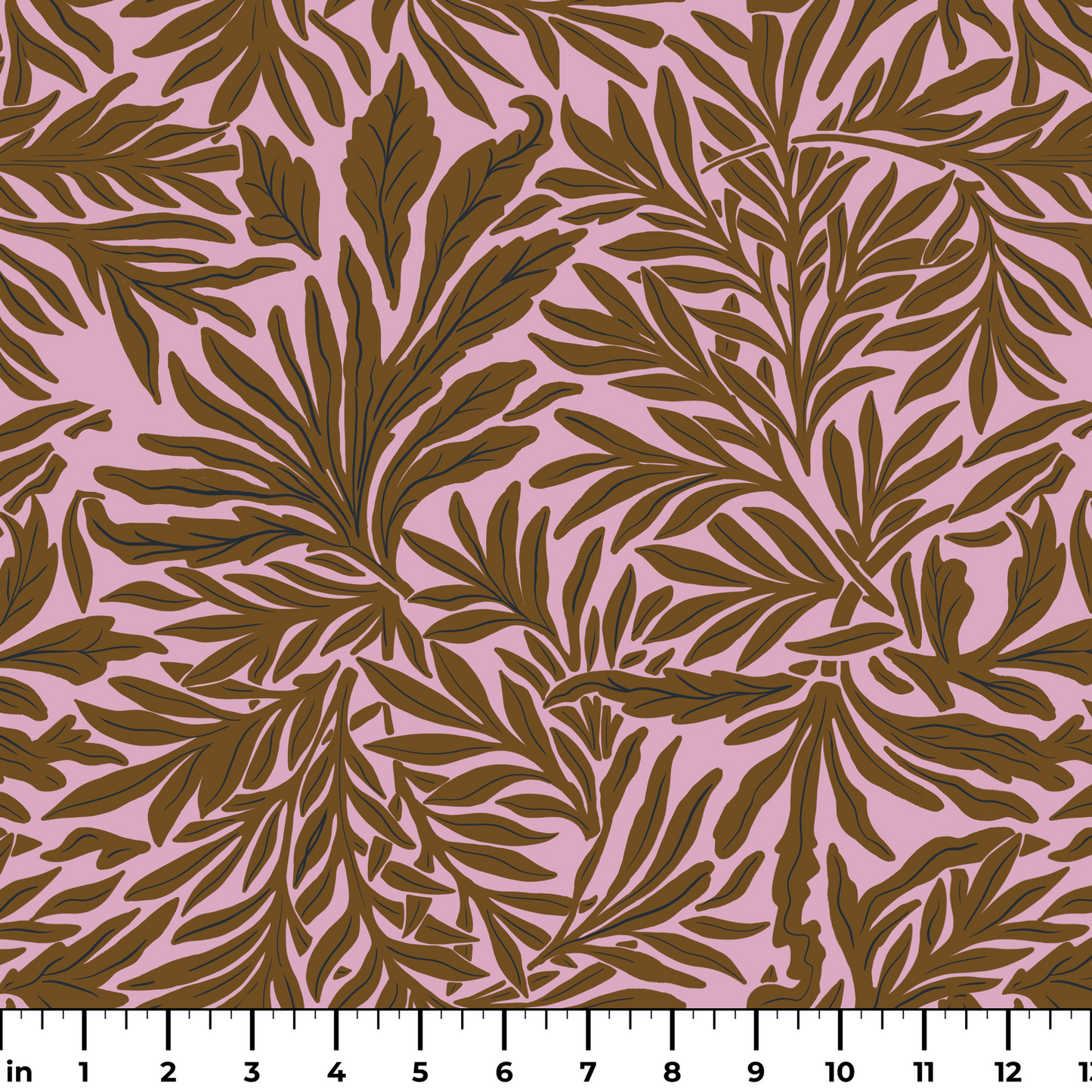 Willow Leaves, Pink and Bronze Fabric