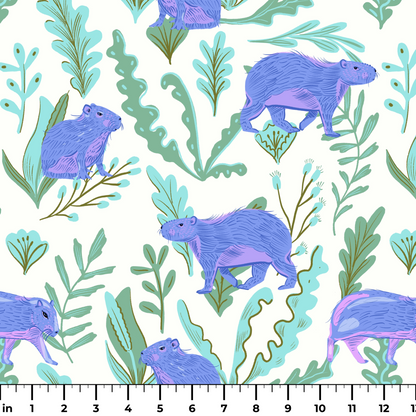Candy Colored Capybara Fabric