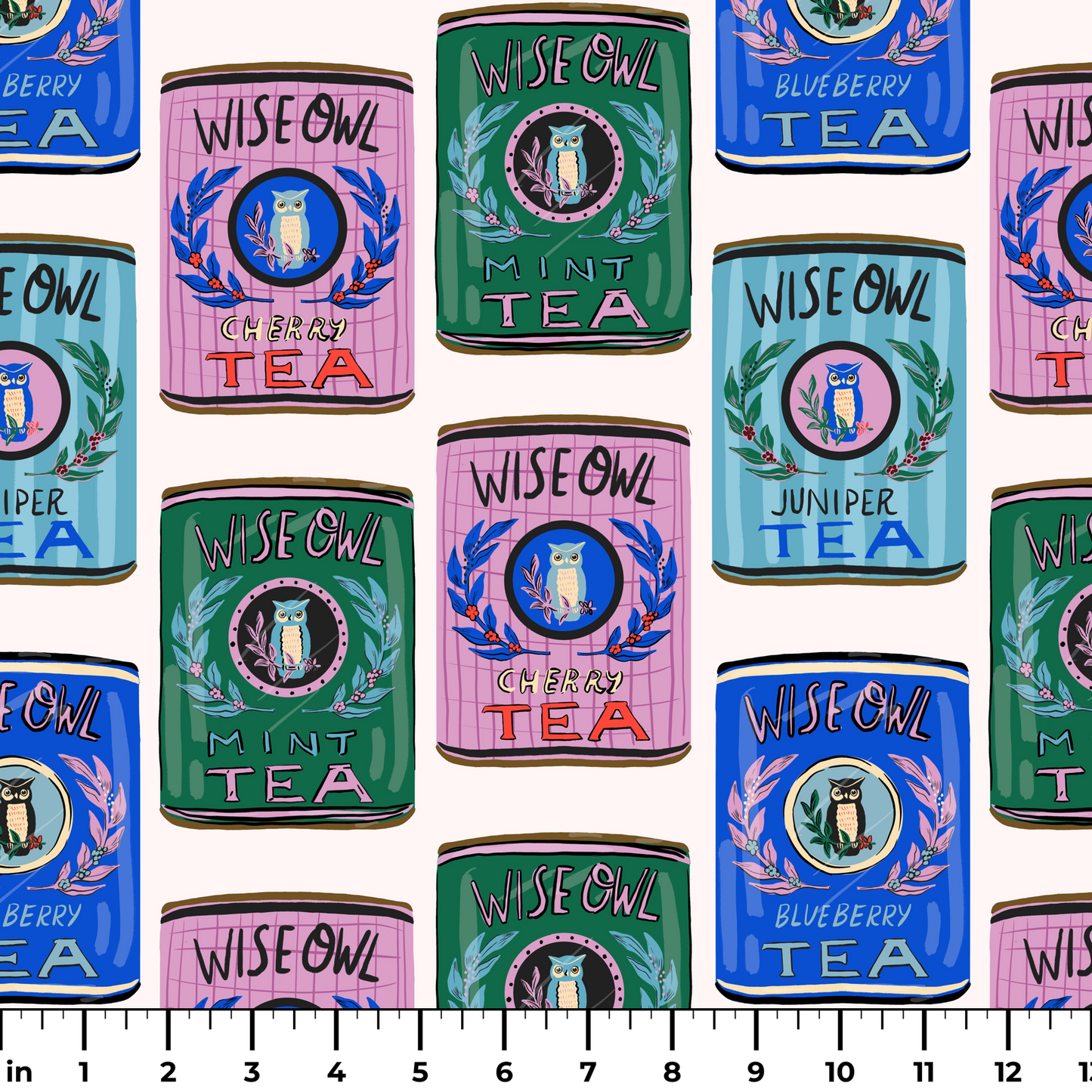 Wise Owl Tea Canisters Fabric