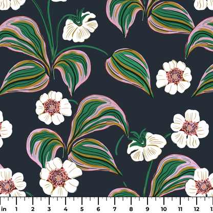 Floral, Dark Navy Fabric