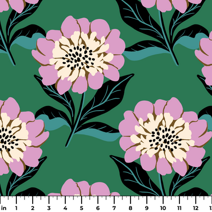 Bold Floral, Green Fabric