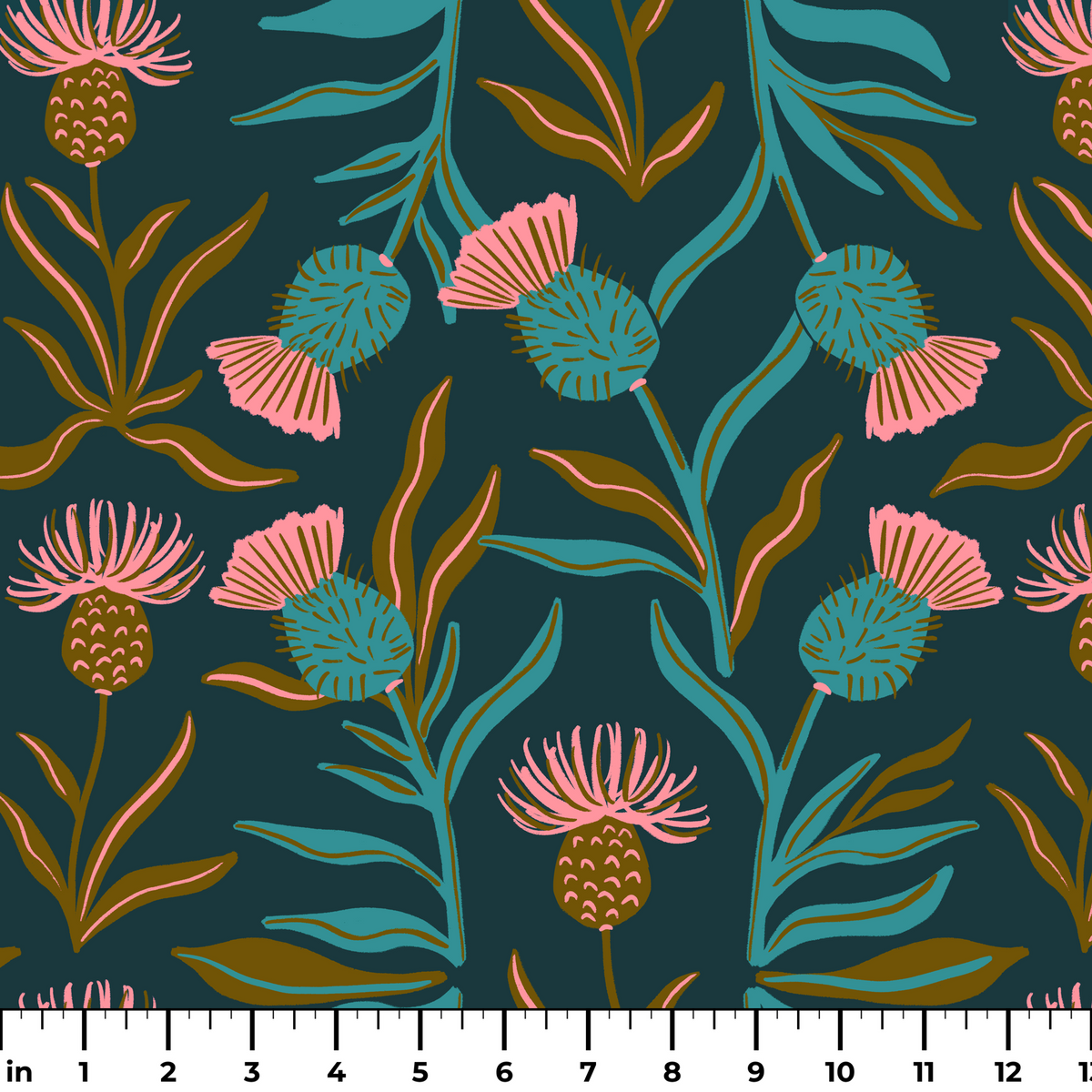 Thistle, Dark Teal Fabric