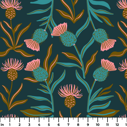 Thistle, Dark Teal Fabric