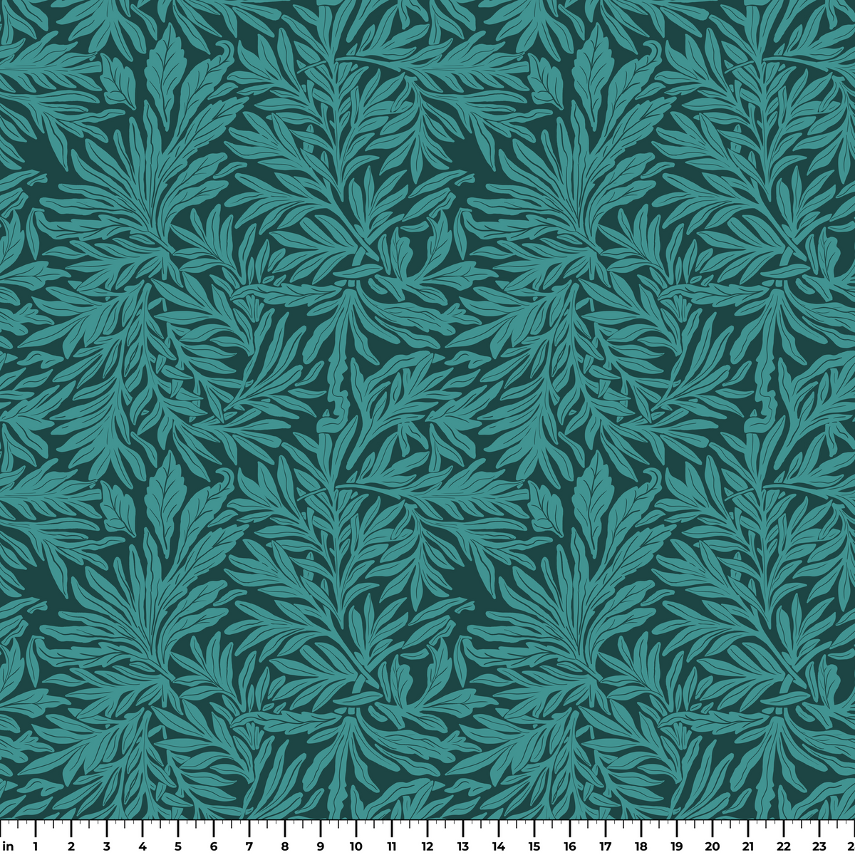 Willow Leaves, Lush Teal Wallpaper