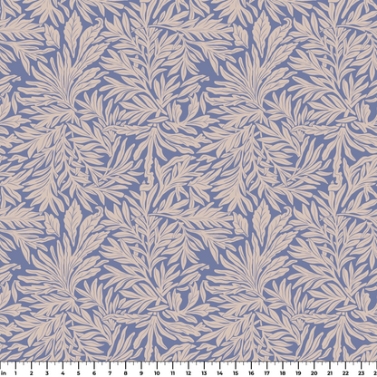 Willow Leaves, Periwinkle and Cream Wallpaper
