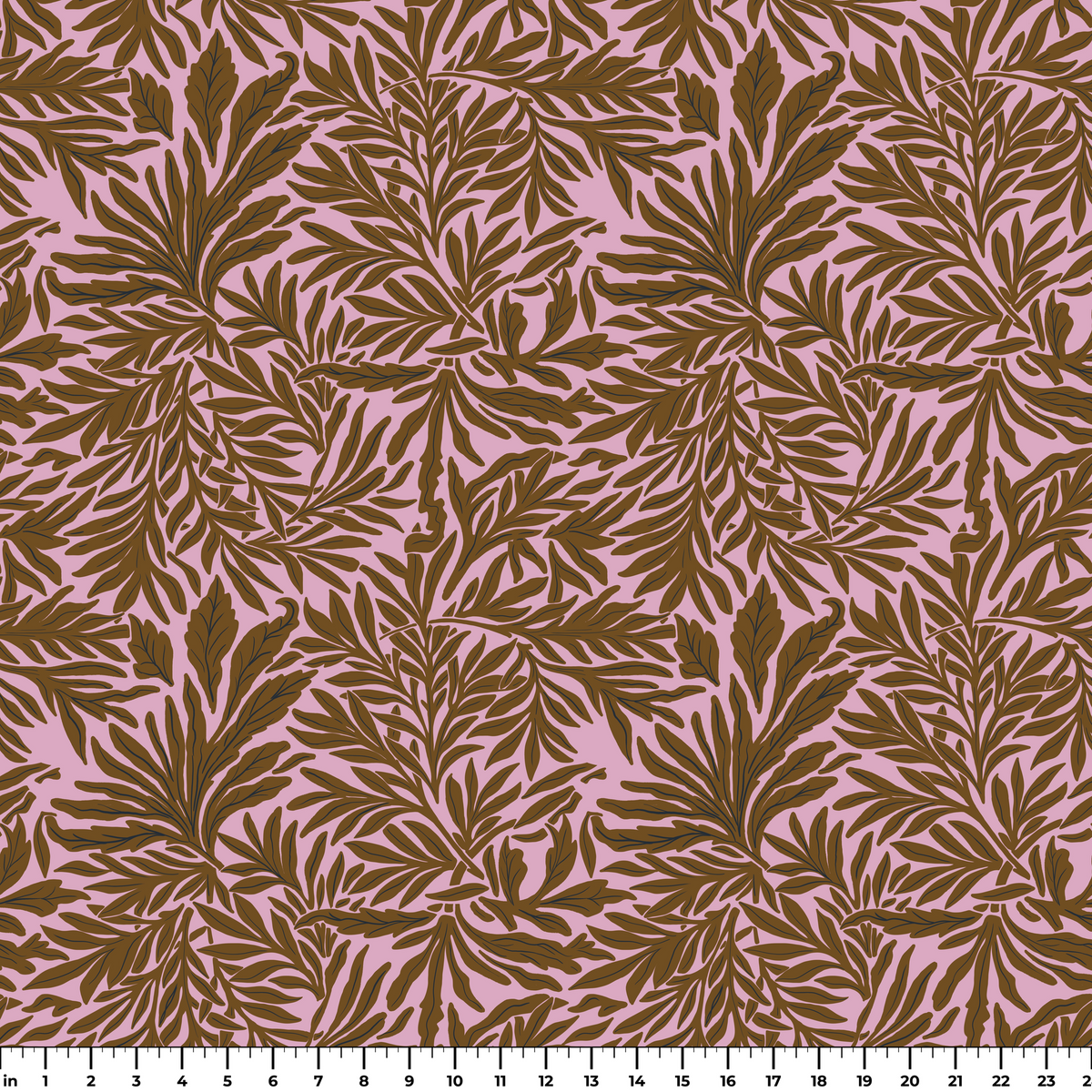Willow Leaves, Pink and Bronze Wallpaper