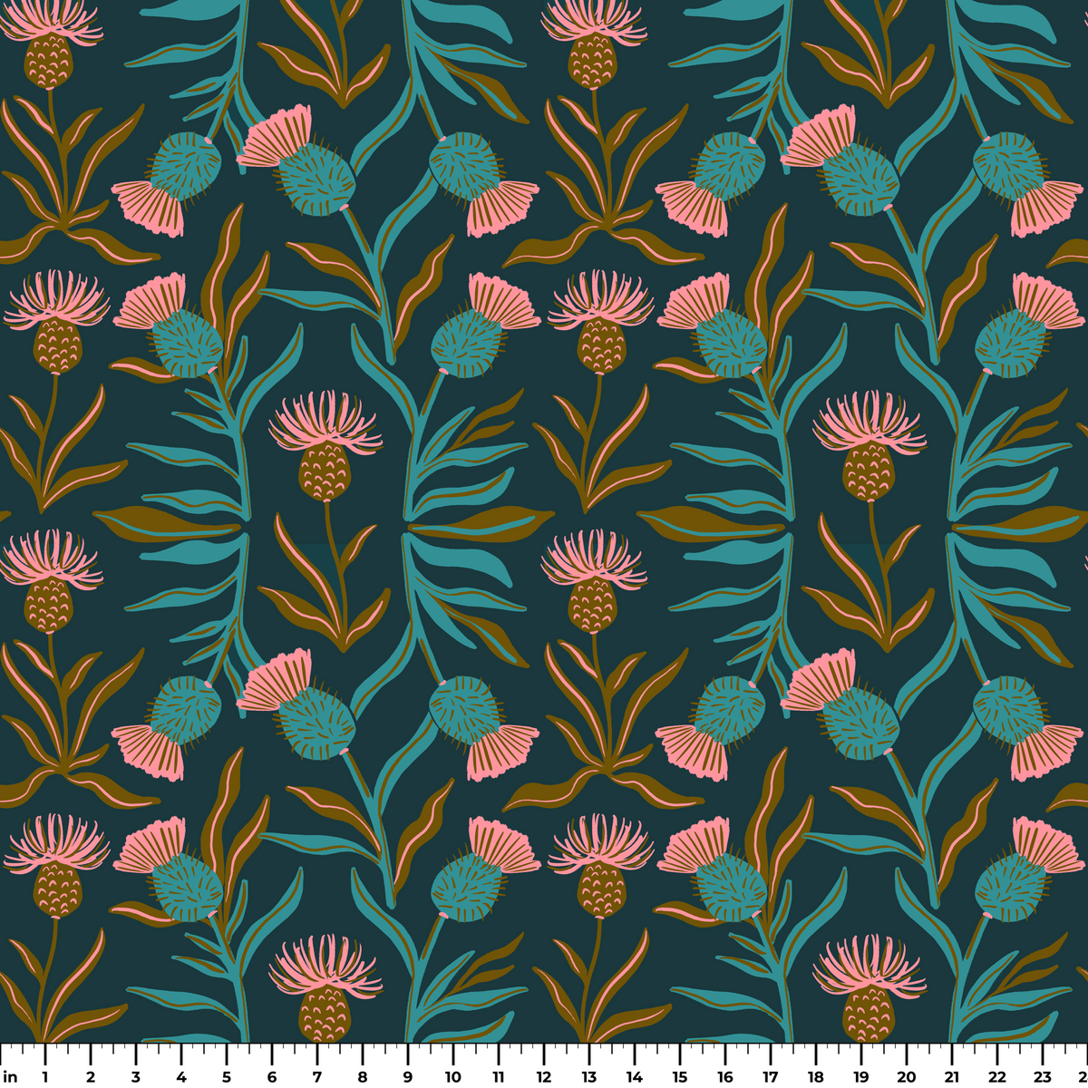 Thistle, Dark Teal Wallpaper