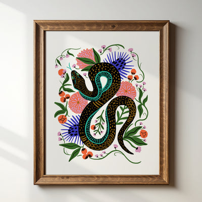 Charmed Snake White - Art Print