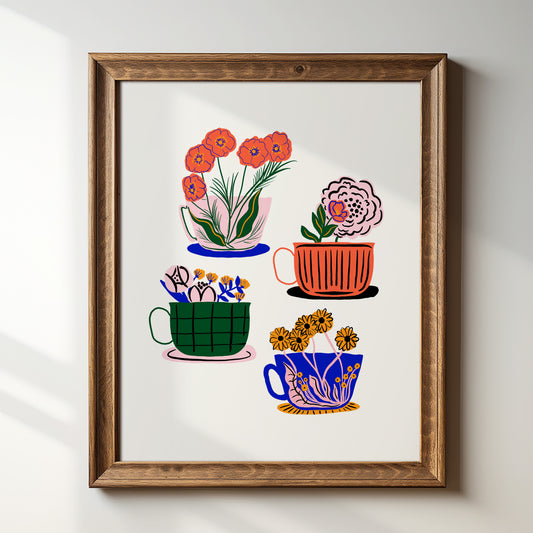 Floral Teacups - Art Print