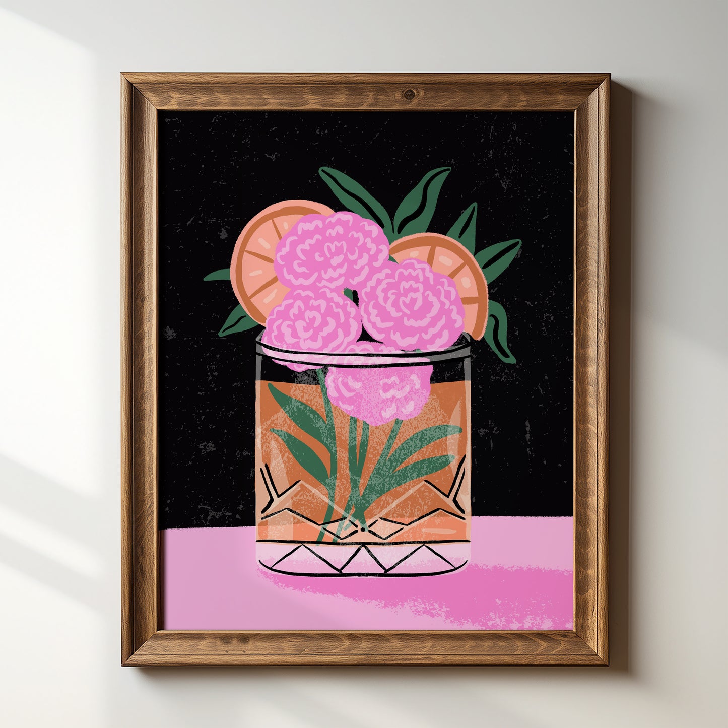 Whiskey Sour with Flowers - Art Print