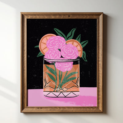 Whiskey Sour with Flowers - Art Print